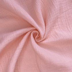 Ткань Муслин Жатый, цвет Нежно-Розовый (на отрез)  в Рыбинске